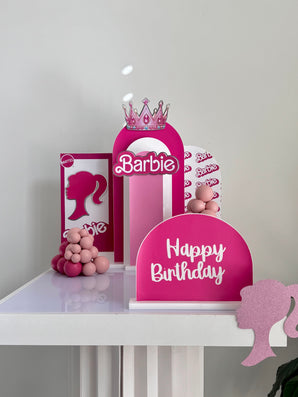 Bubblegum Pink and White Cutout