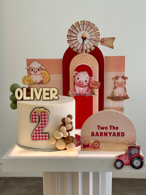 Red Farm Animal Birthday Setup